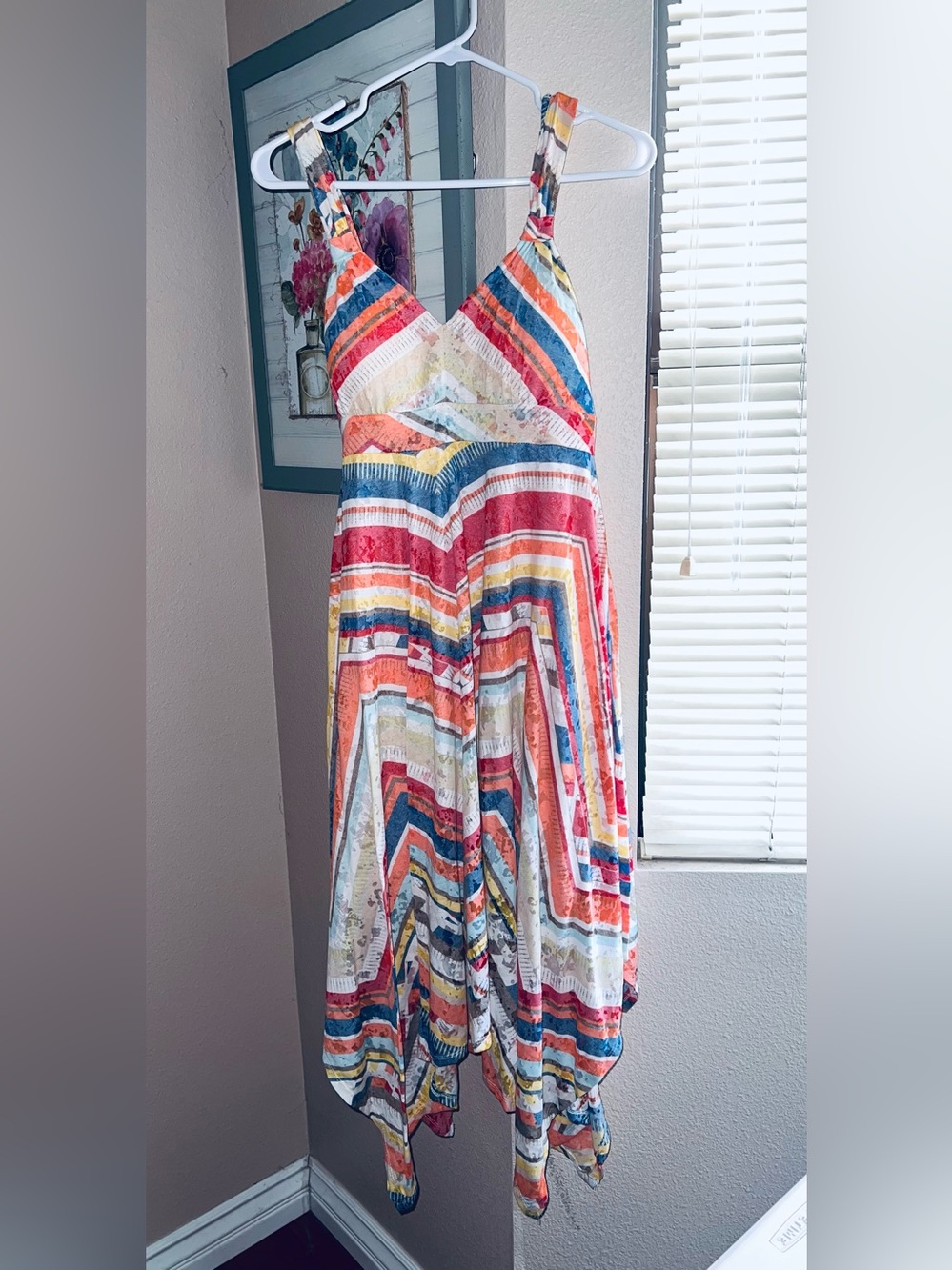 American Rag Colorful Chevron Striped V-Neck Midi Dress